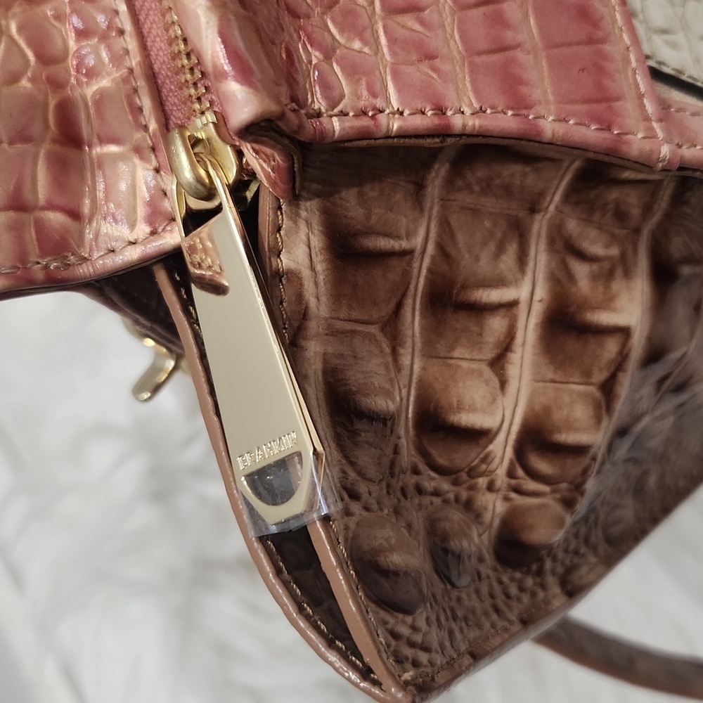 🤎🔹️ Brahmin🔹️ Priscilla Limestone genuine Leather Baracoa Satchel - Picture 4 of 17